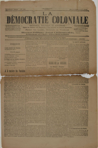 La Démocratie coloniale (n° 133)