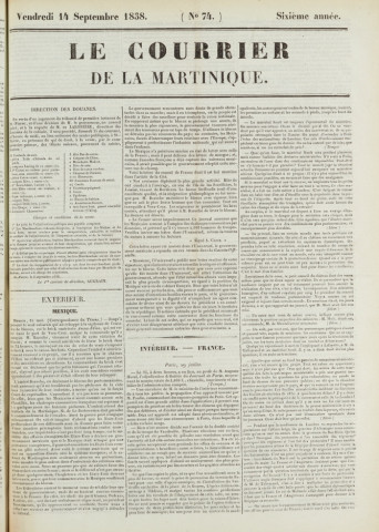 Le Courrier de la Martinique (1838, n° 74)
