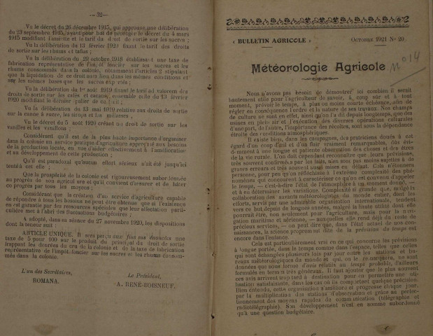 Bulletin agricole de la Martinique (octobre 1921)