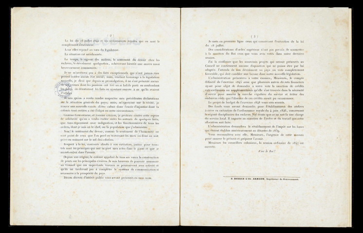 Discours prononcé par M. le Contre-Amiral Aimé Mathieu, Gouverneur de la Martinique : à l'ouverture de la session coloniale de 1847, le 17 juin