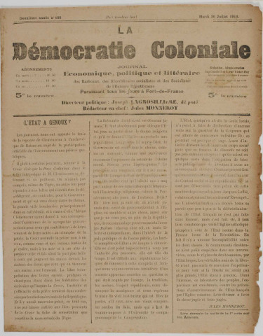 La Démocratie coloniale (n° 188)