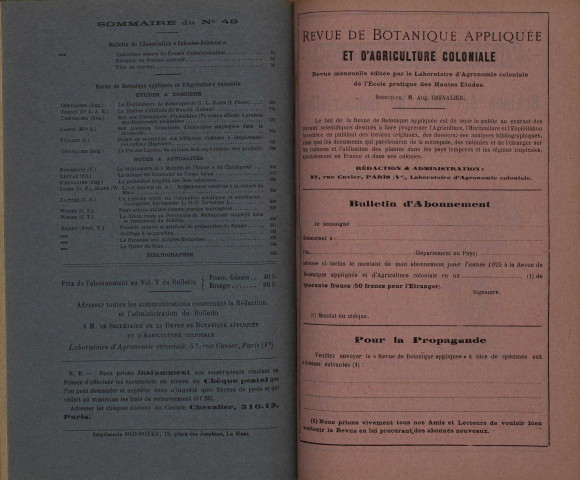 Revue de botanique appliquée et d'agriculture coloniale (n° 48)