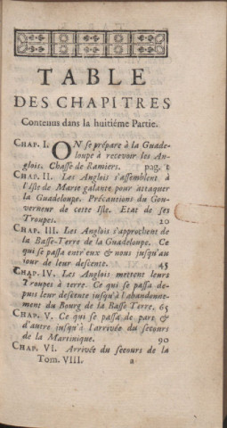 Nouveau voyage aux îles de l'Amérique : contenant l'histoire naturelle de ces pays, l'origine, les moeurs, la religion et le gouvernement des habitants anciens et modernes, les guerres et les événements singuliers qui y sont arrivez pendant le séjour que l’auteur y a fait (tome VIII)