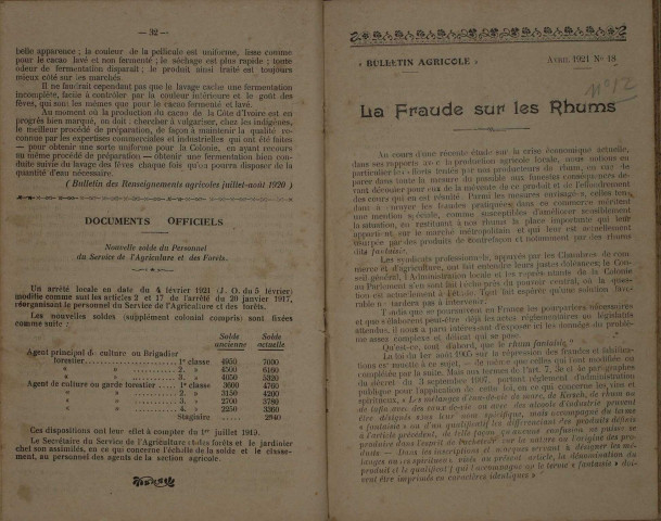 Bulletin agricole de la Martinique (avril 1921)