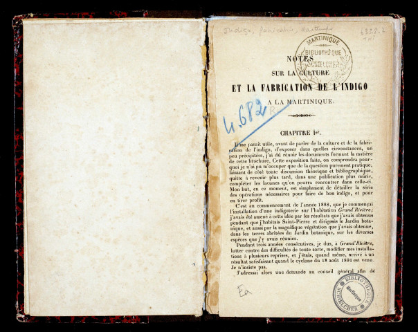 Notes sur la culture et la fabrication de l'indigo à la Martinique