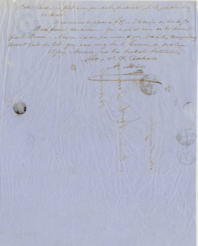 Arrivée de cargaisons de morues : lettres adressées à M. Lefrancois Granville