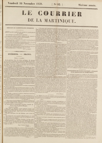 Le Courrier de la Martinique (1838, n° 92)