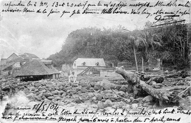 Martinique. Le bourg de Basse-Pointe à la suite des éruptions volcaniques