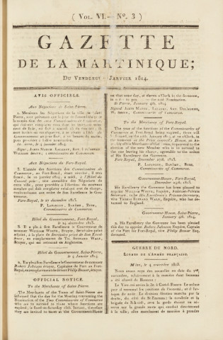 Gazette de la Martinique (1814, n° 3)