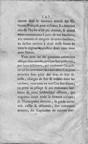 Adresse des négociants de Bordeaux à l'Assemblée nationale en faveur des habitants de Saint-Pierre