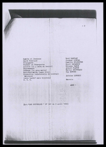 Propagande anti-communiste : texte paru dans le journal « Les Nouvelles », n°901 du 09 avril 1960