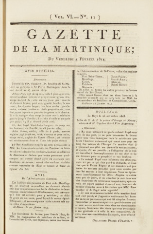 Gazette de la Martinique (1814, n° 11)