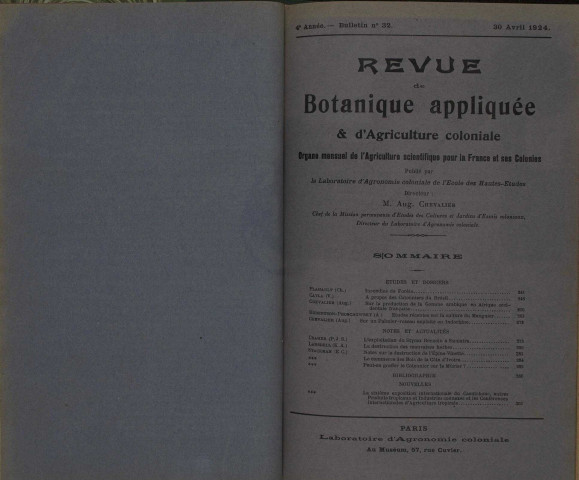 Revue de botanique appliquée et d'agriculture coloniale (n° 32)