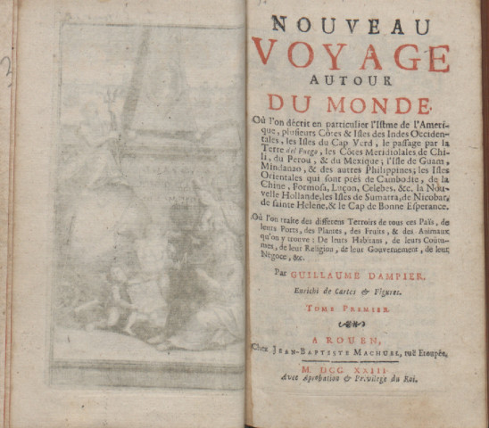 Nouveau [suite et supplément du] voyage autour du monde où l’on décrit en particulier l’istme de l’Amérique [etc.] (tome I)