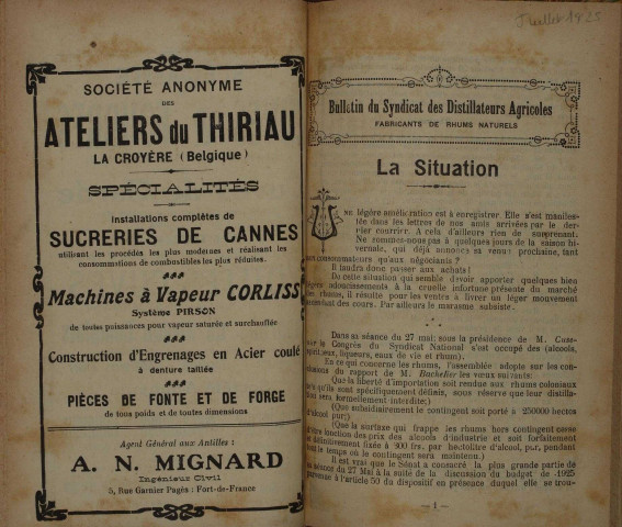 Bulletin du Syndicat des distillateurs agricoles (n° 07/1925)