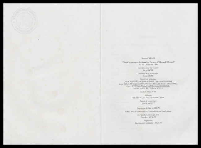 N°10 - Cheminements et Destins dans l'oeuvre d'Edouard GLISSANT