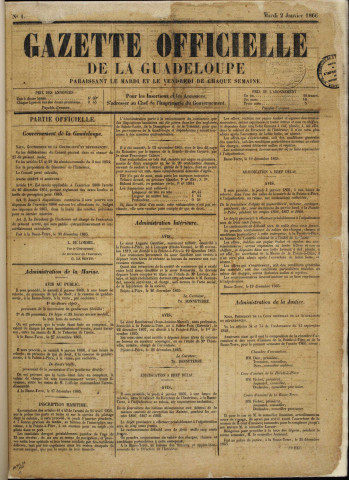 La Gazette officielle de la Guadeloupe (n° 1)