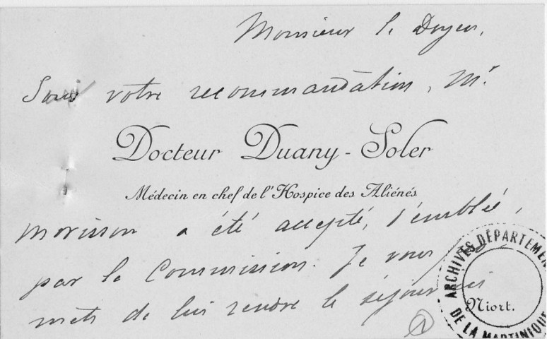 Eruption de la montagne Pelée du 8 mai 1902. Secours collectés pour les victimes : correspondance du doyen de l'université de Bordeaux