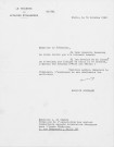 Lettre de Maurice Schumann, signée sur papier à en-tête du ministère des affaires étrangères, déclinant une invitation de monsieur A. de Segura, président de l'Association des anciens combattants engagés volontaires étrangers dans l'armée française