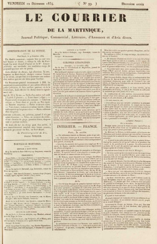 Le Courrier de la Martinique (1834, n° 99)