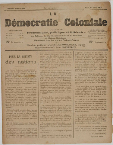 La Démocratie coloniale (n° 183)