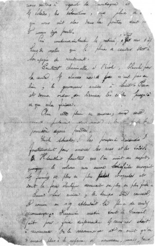 Eruption de la montagne Pelée : lettre autographe signée et adressée par dame Laurent à son fils, lui faisant le récit de la catastrophe