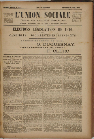 L'Union sociale (n° 772)