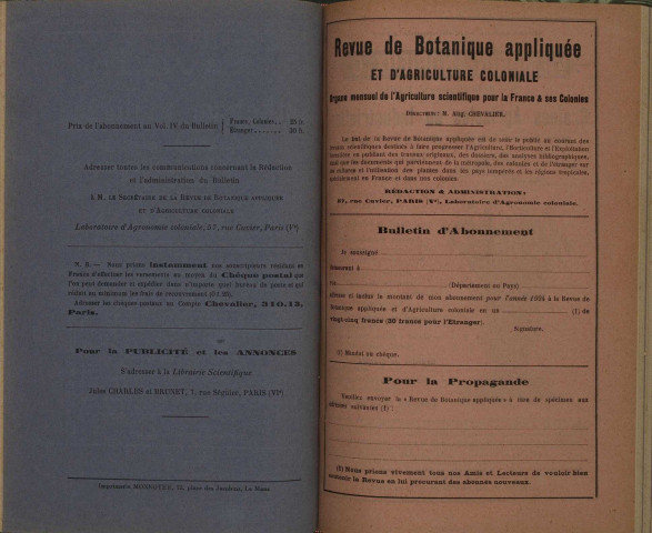 Revue de botanique appliquée et d'agriculture coloniale (n° 36)