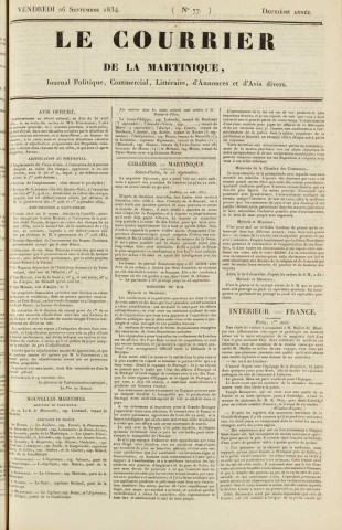 Le Courrier de la Martinique (1834, n° 77)