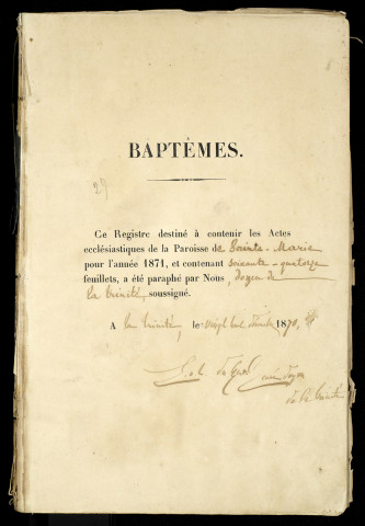 Baptêmes, mariages, sépultures