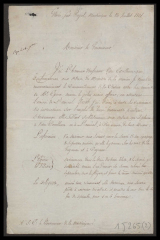 Lettres du contre amiral Duperrey, commandant de la station navale des Antilles