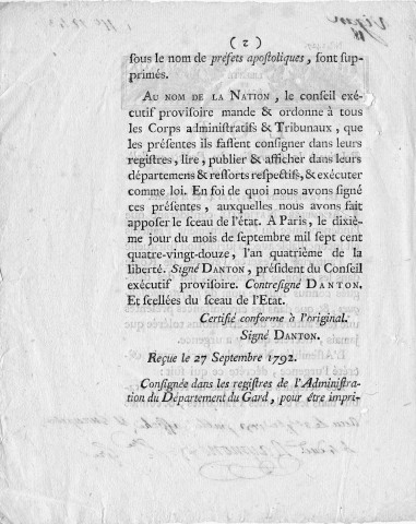 Loi relative à la suppression des préfets apostoliques dans les colonies