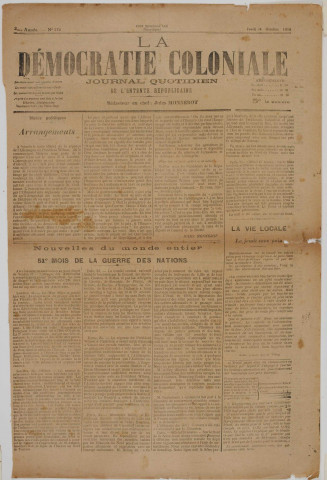 La Démocratie coloniale (n° 273)