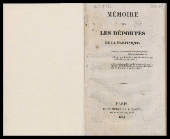 Mémoire pour les déportés de la Martinique