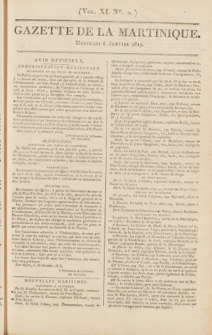 Gazette de la Martinique (1819, n° 2)