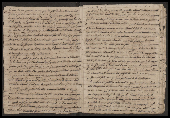 Copie manuscrite ancienne de deux chapitres du livre du père Labat : "Nouveau voyage aux îles de l'Amérique"