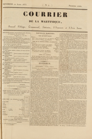 Le Courrier de la Martinique (1833, n° 4)