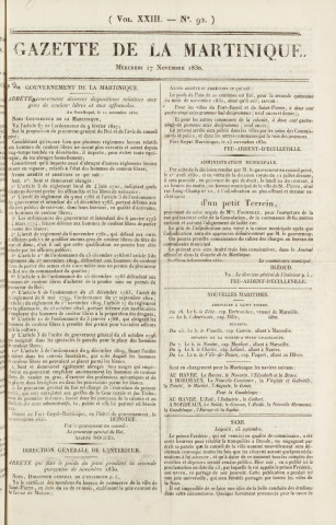 Gazette de la Martinique (1830, n° 92)
