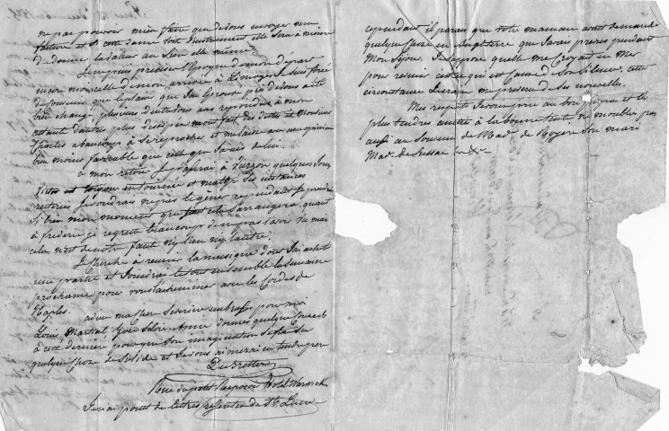 Famille de Brettes. Une lettre de 1819 de Sainte-Lucie