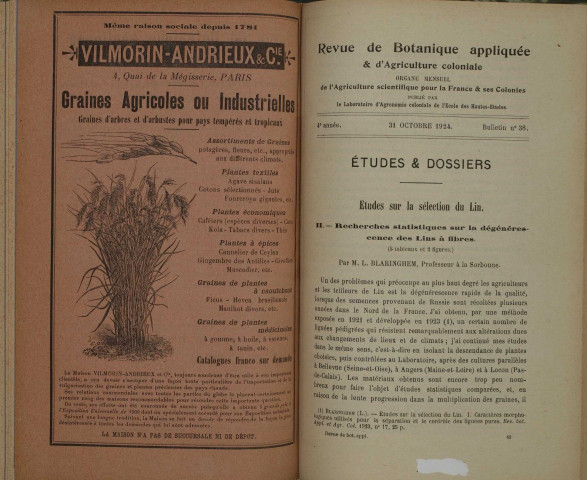 Revue de botanique appliquée et d'agriculture coloniale (n° 38)