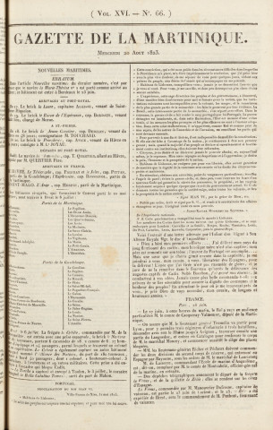 Gazette de la Martinique (1823, n° 66)