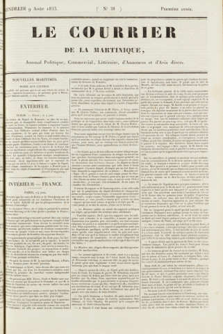 Le Courrier de la Martinique (1833, n° 38)