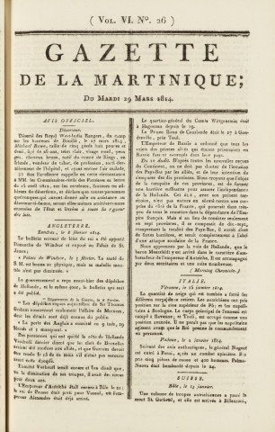 Gazette de la Martinique (1814, n° 26)