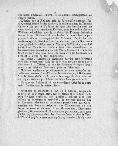 Révolution française. Administration des colonies : loi relative à la situation de l'île de la Martinique, et aux moyens de rétablir et d'assurer la tranquillité dans les colonies françaises des Antilles"