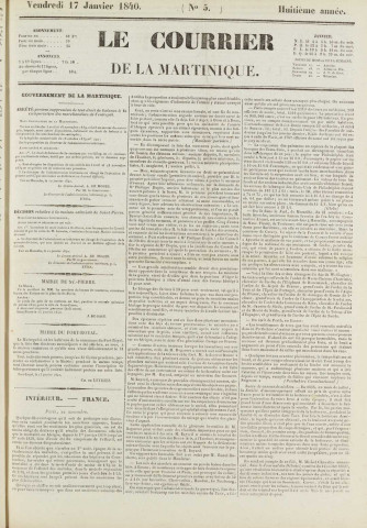 Le Courrier de la Martinique (1840, n° 5)