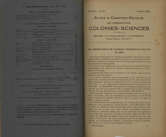 Revue de botanique appliquée et d'agriculture coloniale (n° 62)