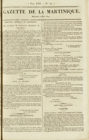 Gazette de la Martinique (1829, n° 42)