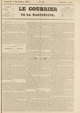 Le Courrier de la Martinique (1843, n° 98)