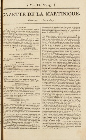 Gazette de la Martinique (1817, n° 47)