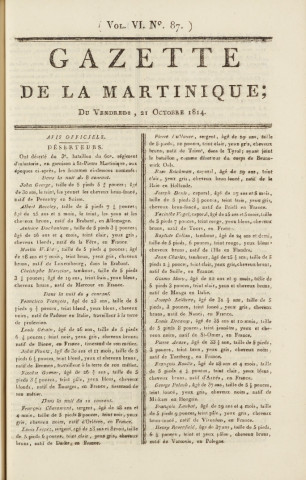Gazette de la Martinique (1814, n° 87)